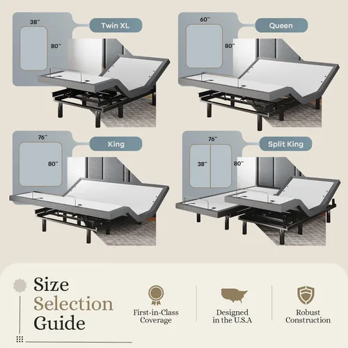 Miniatura 6 de Sven & Son Base de cama ajustable clásica, elevación de cabeza y pies, masaje, luces bajo la cama, USB, memoria de gel, marco inteligente