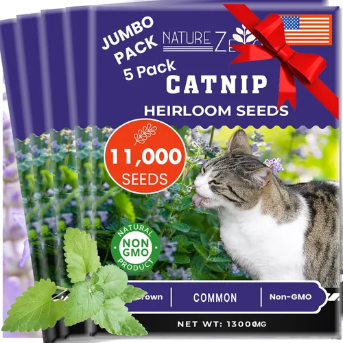 Miniatura 9 de NatureZ Edge Semillas de Catnip para plantar, más de 2200 semillas de hierbas, para cultivar en interior o exterior, semillas de Catnip, a tu gato