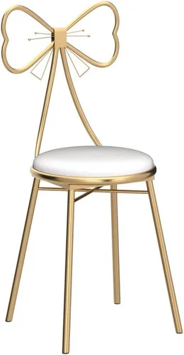 Miniatura 4 de Gluck Plants Taburete de maquillaje moderno, bonito taburete otomano de mariposa, patas de banco de metal, silla de comedor dorada para cocina