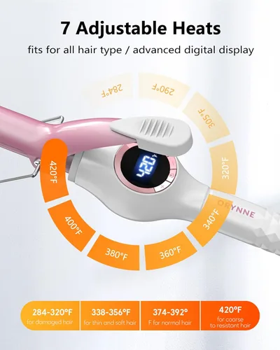 Miniatura 3 de ORYNNE Varita rizadora digital de cerámica de 1 pulgada de largo con apagado automático y doble voltaje para todo tipo de cabello, calentamiento