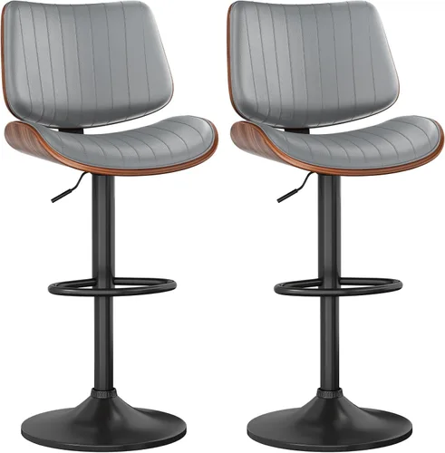 Miniatura 16 de YaFiti Adjustable Bar Stools, Modern Swivel PU Leather Counter Height Chairs with Backrest, Armless Kitchen Island Stools, Black 1 PCS