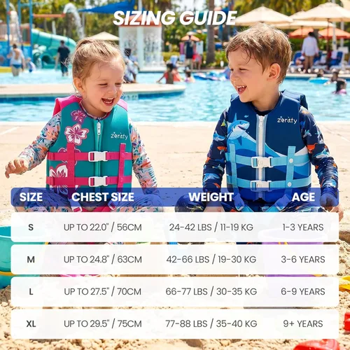 Miniatura 5 de Zeraty - Chaleco de natación para niños de neopreno, chaleco flotante para niños, ayuda para nadar para niños niñas y niños, 20-30-40-50-60-70-80