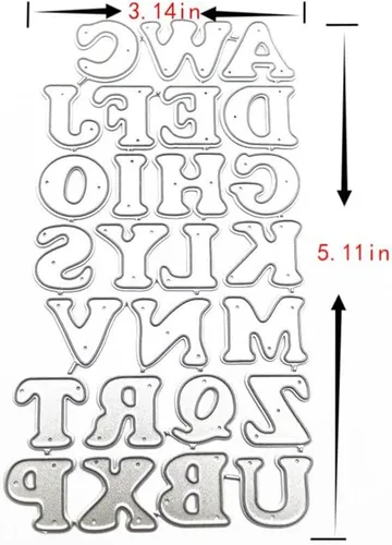 Miniatura 2 de Metal Capital 26 letras troqueladas superiores, 26 troqueles de corte del alfabeto, plantillas en relieve, molde para decoración de tarjetas y álbum