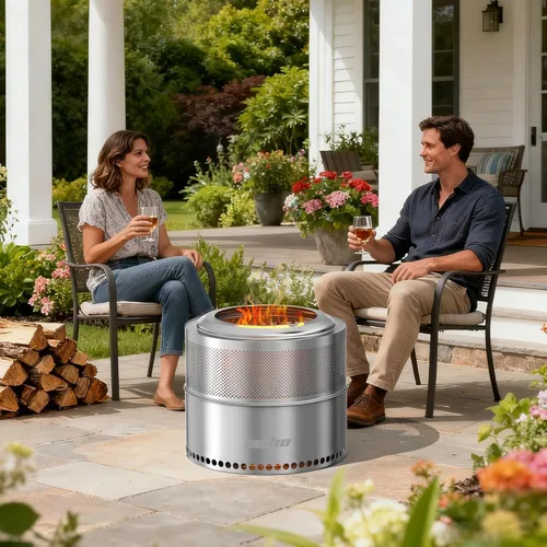 Miniatura 6 de unho Chimenea sin humo de 20 pulgadas para estufa de leña exterior, de acero inoxidable, portátil, para patio trasero, patio, jardín, picnic