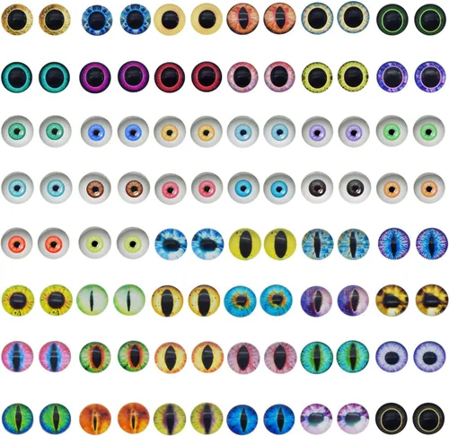 JJG QAZ - 120 piezas (60 pares) de cristal redondo de cristal mixto de 0.236 pulgadas (60 pares) de ojo de dragón ojo de dragón ojo de gato,