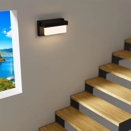 Miniatura 7 de Aplique de Pared Negro Luz de Pared con Interruptor de Encendido/Apagado 8 pulgadas Lámpara de Pared LED Pantalla Acrílica 4000K Aplique Iluminación