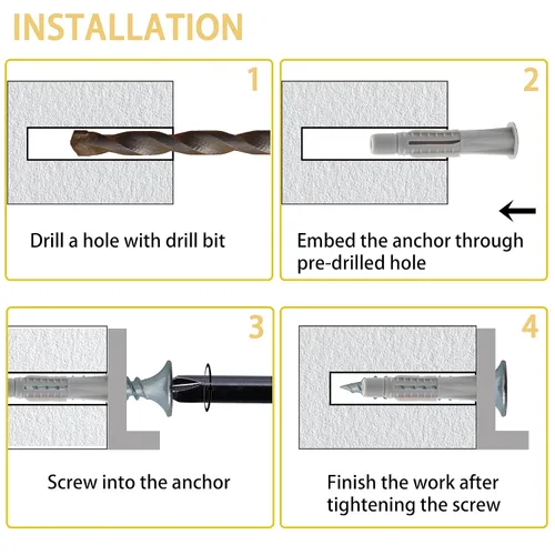 Miniatura 7 de JEGONFRI Kit surtido de tornillos de madera de alta dureza y anclajes de pared de plástico, 203 tornillos de cabeza plana Phillips de 1/2 a 1-1/2