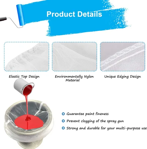 Miniatura 3 de Bolsa de filtro de pintura, colador de pintura de 5 galones con apertura superior elástica, bolsa de filtros de malla fina blanca para jardinería