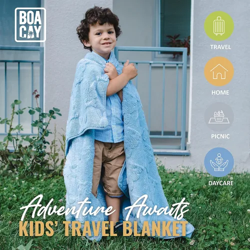 Miniatura 2 de BOACAY Manta de viaje para niños pequeños para avión, automóvil, manta suave para niños para guardería, almohada para niñas, niños con clip