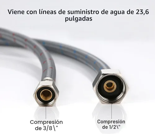 Miniatura 8 de Grifo de Cocina SHACO con Rociador Lateral, Grifo de Fregadero de Acero Inoxidable de 2 Asas con Línea de Suministro de Agua, Grifo de Cocina