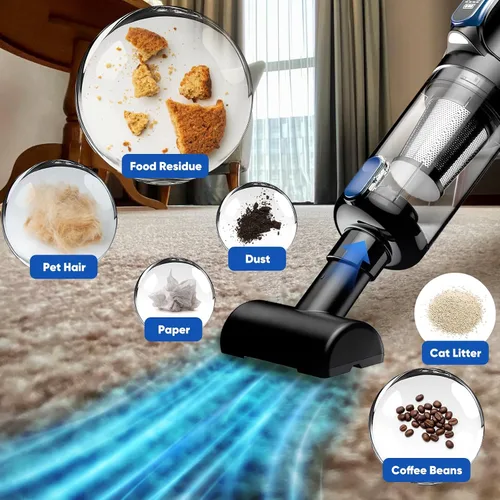 Miniatura 3 de Aspiradora Inalámbrica para Automóvil y Soplador de Aire, 18000 Pa Aspiradora de Mano con Motor sin Escobillas de 130 W, Batería Recargable de 2500