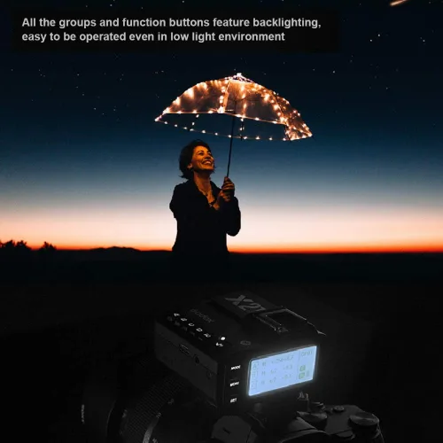Miniatura 7 de Godox Transmisor inalámbrico X2T-C TTL, 1/8000s HSS, conexión Bluetooth, 5 botones de grupo separados, rueda de control reubicada, nuevo bloqueo