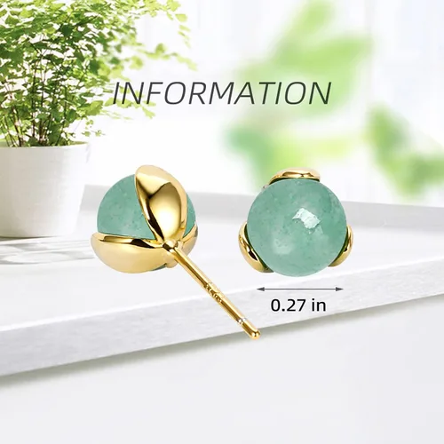 Miniatura 85 de Jade Earrings Studs,Green Jade Earrings for Women,925 Sterling Silver Earrings Studs for Sensitive Ears,Handmade Jade Earrings for Birthday
