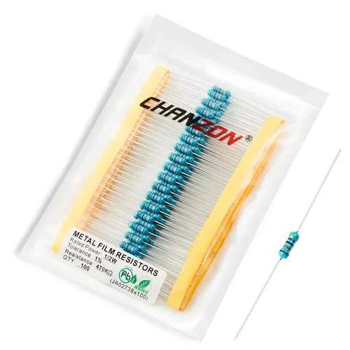 Miniatura 53 de Chanzon - 100 resistencias de película metálica 1/2 W (0.5 W) 10 Ω ohmios ±1% de tolerancia 10R MF, resistencias de agujero pasante con limitación