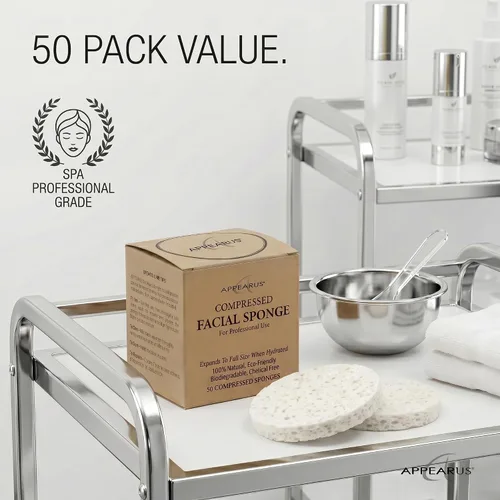 Miniatura 8 de Appearus Esponjas faciales de celulosa natural, paquete de 50 (comprimidas), almohadillas profesionales de esponja facial para spa, para limpieza