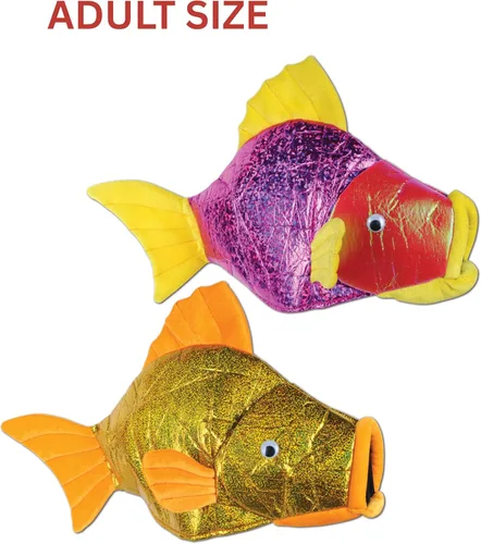 Miniatura 4 de Beistle - Gorro de pez de felpa, disfraz divertido de oro metálico o rosa