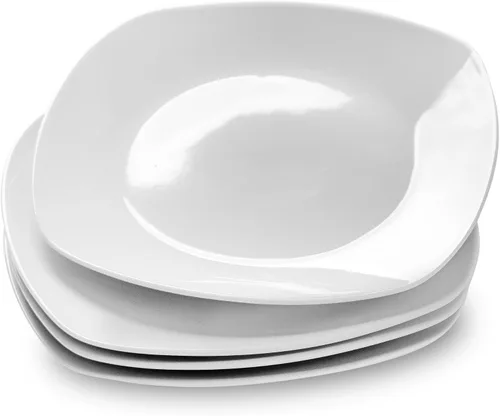 Miniatura 10 de Juego de 4 platos redondos de 10.5 pulgadas, platos de cerámica blanca para cena, ensalada, aperitivo y postre, microondas, vajilla apta