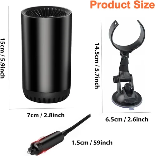 Miniatura 8 de Descongelador de parabrisas portátil de 12 V 150 W giratorio 180° para automóvil, SUV, camión, caravana, remolque, se conecta al encendedor
