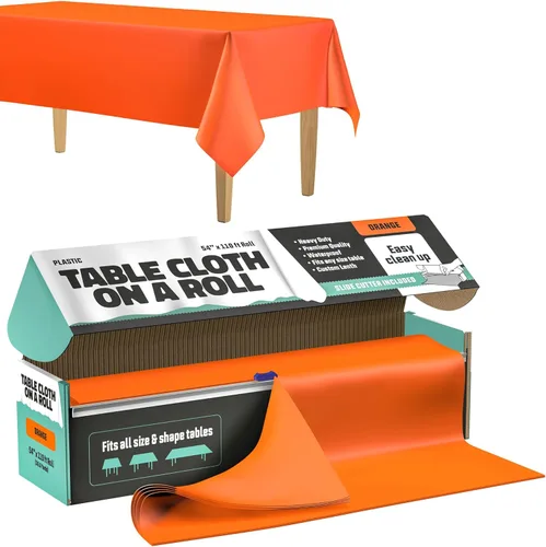 Miniatura 20 de Camino de mesa plateado – Camino de mesa largo de plástico de alta calidad de 14 x 110 pies con caja de corte, cortado a medida, caminos de mesa