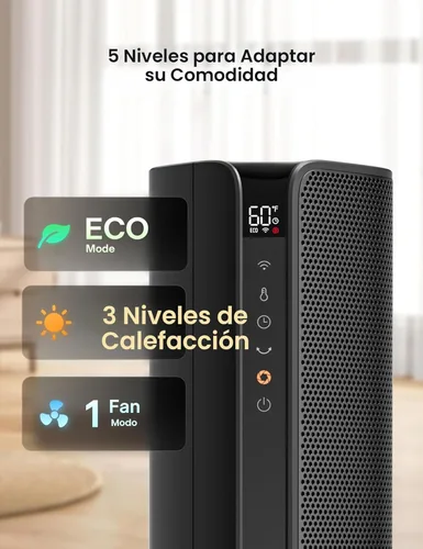 Miniatura 8 de PELONIS Calentador de espacio para habitación grande, calentadores eléctricos inteligentes de 30 pulgadas con termostato, aplicación y control