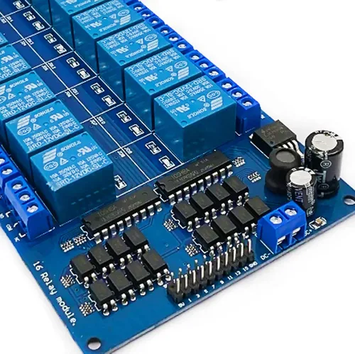 Miniatura 5 de DEVMO Módulo de placa de interfaz de relé de 12 V y 16 canales Optoacoplador LED LM2576 Power Compatible con Ar-duino DIY Kit PiC ARM AVR