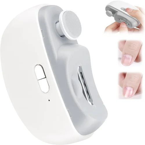 Cortaúñas eléctrico para personas mayores, 3 en 1, cortaúñas automático eléctrico con luz LED y almacenamiento de clips, recortadora de uñas