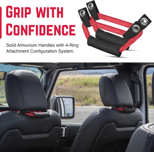 Miniatura 5 de GPCA GP BackGrip Lite - Asa para reposacabezas para automóviles, Jeeps, camiones y más, asas de agarre para asiento trasero y empuñaduras, Rojo