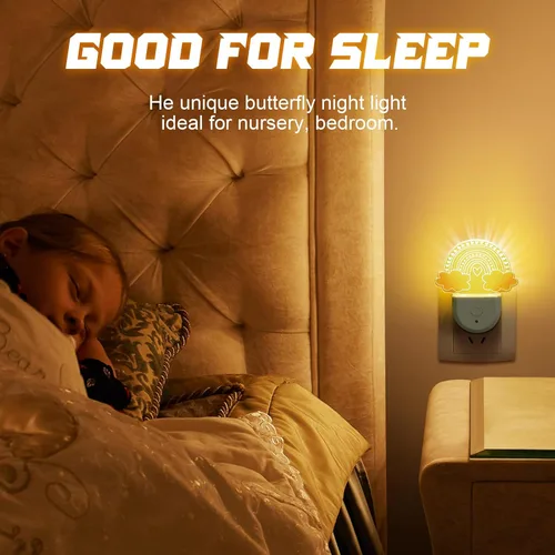 Miniatura 5 de Rossesay 2 luces nocturnas arcoíris para niños, enchufables a la pared, 8 colores cambiantes, luz nocturna arcoíris con sensor de atardecer a