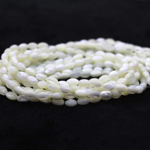 Miniatura 4 de Cuentas de concha de madreperla blanca de arroz, cuentas sueltas de piedras preciosas para hacer joyas, hebras de 15 pulgadas (0.157 x 0.276 in)