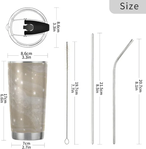 Miniatura 3 de Fake Glitter Marble White Stainless Steel bottle with straw with Lid and Straw leak proof coffee travel mug for travel leakproof vacuum insulated