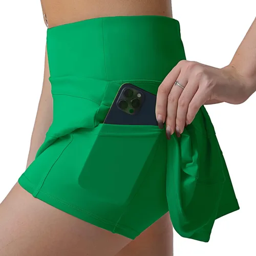 Miniatura 3 de Husnainna Falda pantalón plisada de cintura alta con bolsillos para tenis y golf para mujer, pantalones cortos incorporados para el entrenamiento