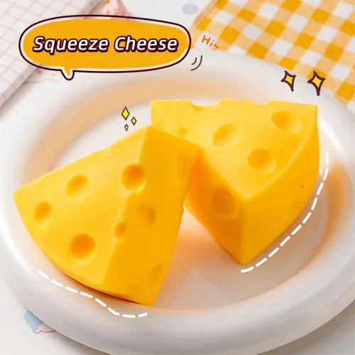 Miniatura 3 de Juguete para apretar queso, juguete suave novedoso, juguete para aliviar el estrés de queso falso, ayuda para relajarse, concentrarse, autismo