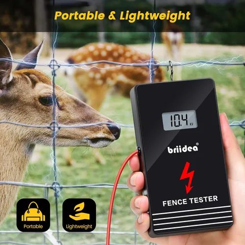 Miniatura 6 de briidea - Probador eléctrico de valla de 300 V-15000 V, con pantalla LCD grande y recordatorio de batería baja, diseñado para tu solucionador