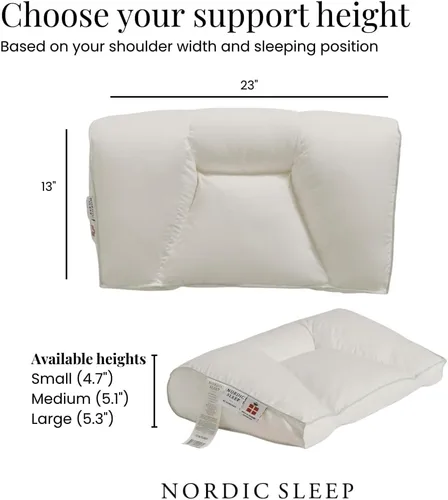 Miniatura 7 de FOSSFLAKES Nordic Sleep - Almohada quiropráctica mediana con funda, almohada cervical ergonómica firme para apoyo y alineación, cojín rectangular