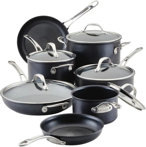 Miniatura 10 de Anolon X Hybrid - Juego de utensilios de cocina antiadherentes, ollas y sartenes, 10 piezas, color gris oscuro