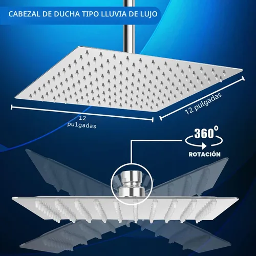 Miniatura 5 de Voolan - Regadera grande tipo lluvia de 12 pulgadas, de acero inoxidable 304, reemplazo perfecto para tu regadera de baño (12 pulgadas, cromado)