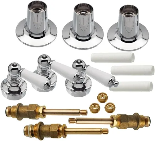 DANCO Kit de molduras para grifos Price Pfister de triple mango para bañera y ducha, 3 asas, porcelana, kit de 1 paquete (39695), cromado