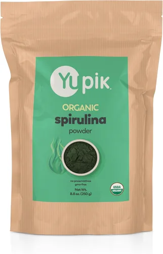 Yupik Espirulina orgánica en polvo de 8.8 onzas, certificado USDA, sin OMG, Kosher, sin gluten, vegano, alto en proteínas, hierro y antioxidantes,