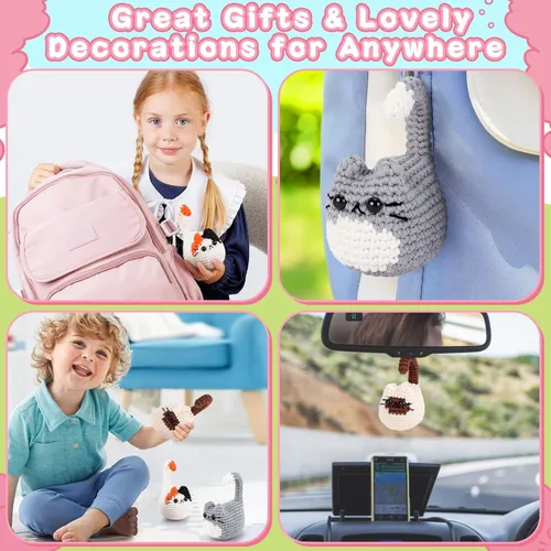 Miniatura 6 de Kit de ganchillo para gatos para principiantes, 3 piezas, kits de ganchillo para gatos, regalos de agradecimiento para profesores para mujeres, kit
