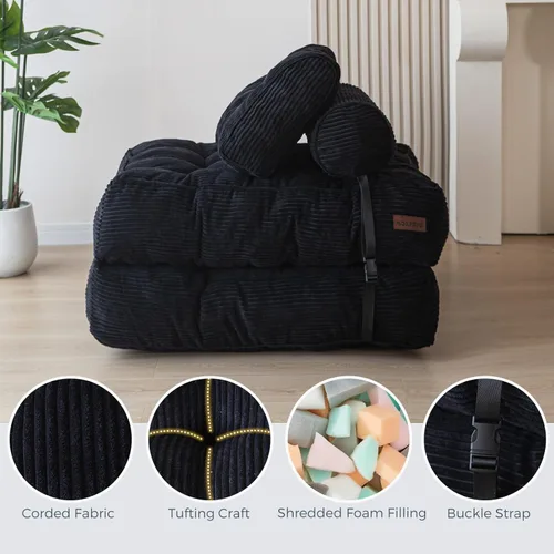 Miniatura 8 de MAXYOYO Sofá cama plegable, silla convertible con almohada, sofá plegable con soporte para la espalda, silla plegable portátil para cama, cómodo