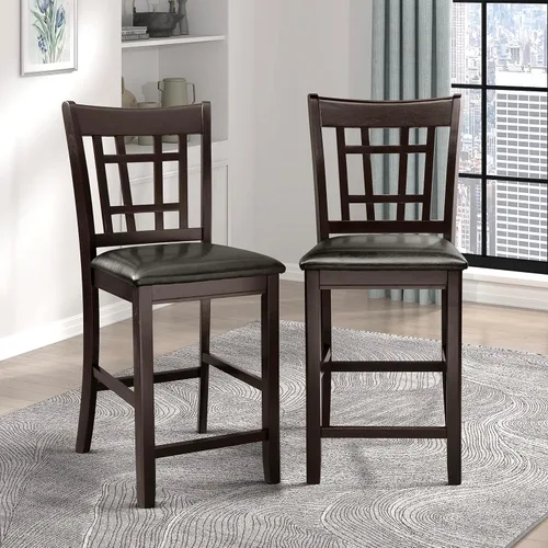 Miniatura 11 de Lexicon Dante Silla de Altura de Mostrador (Juego de 2), Silla de Isla de Cocina con Marco de Madera con Asiento de Tela Tapizada y Diseño