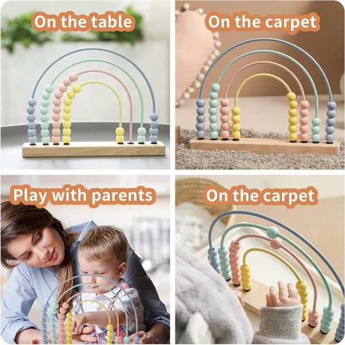 Miniatura 5 de ibwaae Juguetes de madera con cuentas de ábaco arcoíris para niños, habilidades matemáticas tempranas, juegos de aprendizaje educativo Montessori