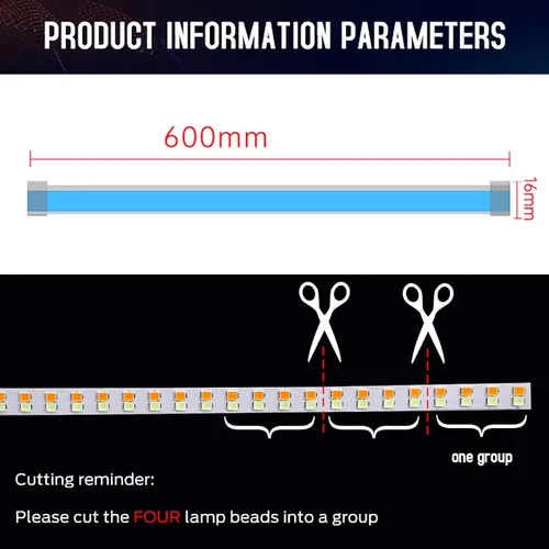 Miniatura 2 de Vilihkc 2 unids LED DRL Coche Correr Luz Flexible Impermeable Tira Auto Faros Blanco Señal Giratorio Amarillo Flujo de Freno Luces 12V Blanco que