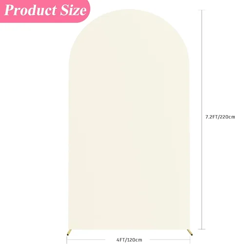 Miniatura 73 de Putros Cubierta de Arco de Boda 6 Pies Beige Spandex Ajustada Parte Superior Redonda Chiara Cubiertas de Soporte de Fondo para Decoración de Bodas