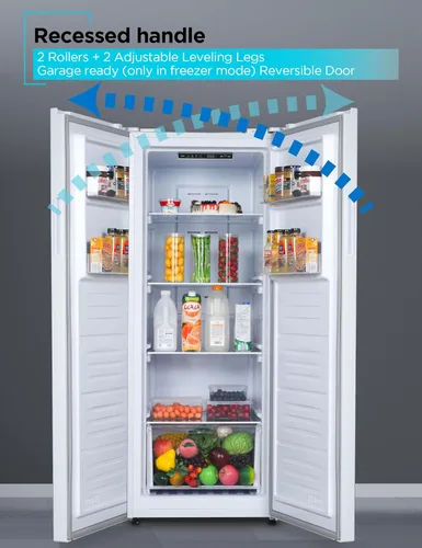 Miniatura 6 de BLACK+DECKER BUC1100XW - Refrigerador congelador convertible de 11 pies cúbicos, congelador vertical con estantes de vidrio, puerta reversible