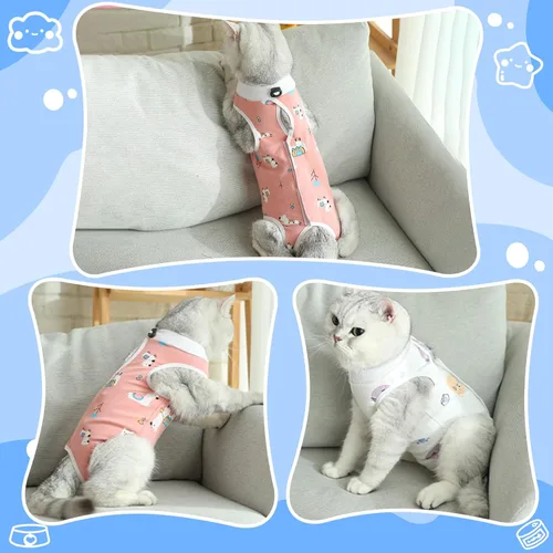 Miniatura 4 de Coppthinktu Traje de recuperación de gato para mujer, mameluco transpirable para después de la cirugía para heridas abdominales o enfermedades