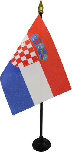 Miniatura 41 de AZ FLAG Bandera de mesa de Albania de 4 x 6 pulgadas - Bandera de escritorio albanesa 5.9 x 3.9 in - Tapa de lanza dorada