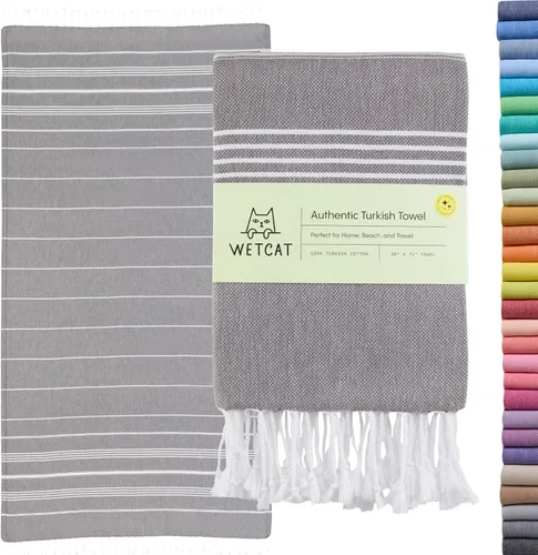 Miniatura 34 de WETCAT Toalla de playa original turca (39 x 71) – Peshtemal prelavado, 100% algodón, muy absorbente, de secado rápido y ultra suave, seguro