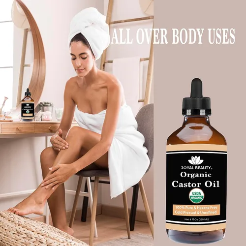 Miniatura 7 de JOYAL BEAUTY Aceite de ricino orgánico certificado por USDA (4 onzas). Botella de vidrio 100% puro prensado en frío sin hexano sin refinar. Pestañas
