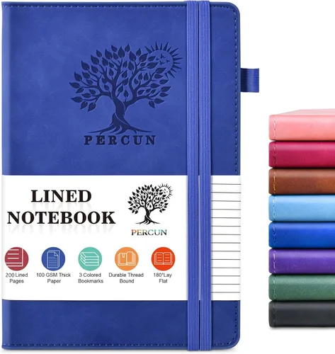 Miniatura 32 de PERCUN Cuaderno rayado para hombres y mujeres, 160 páginas con rayas universitarias para escribir, cuadernos A5 de cuero de tapa dura para el Marrón